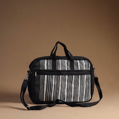 Black - Handcrafted Upcycled Woven Laptop Bag 08