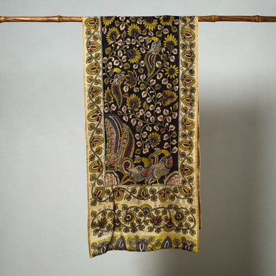 Beige - Handpainted Kalamkari Chanderi Silk Stole