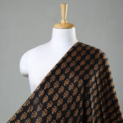 Black - Bagh Block Printed Modal Silk Fabric
