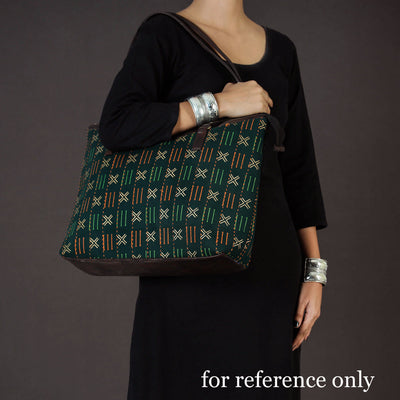 Black - Handcrafted Kantha Embroidered Printed Cotton Shoulder Bag