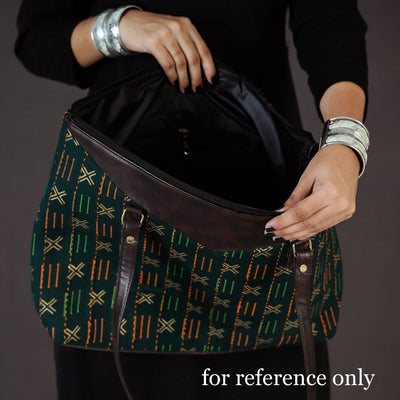 Black - Handcrafted Kantha Embroidered Printed Cotton Shoulder Bag