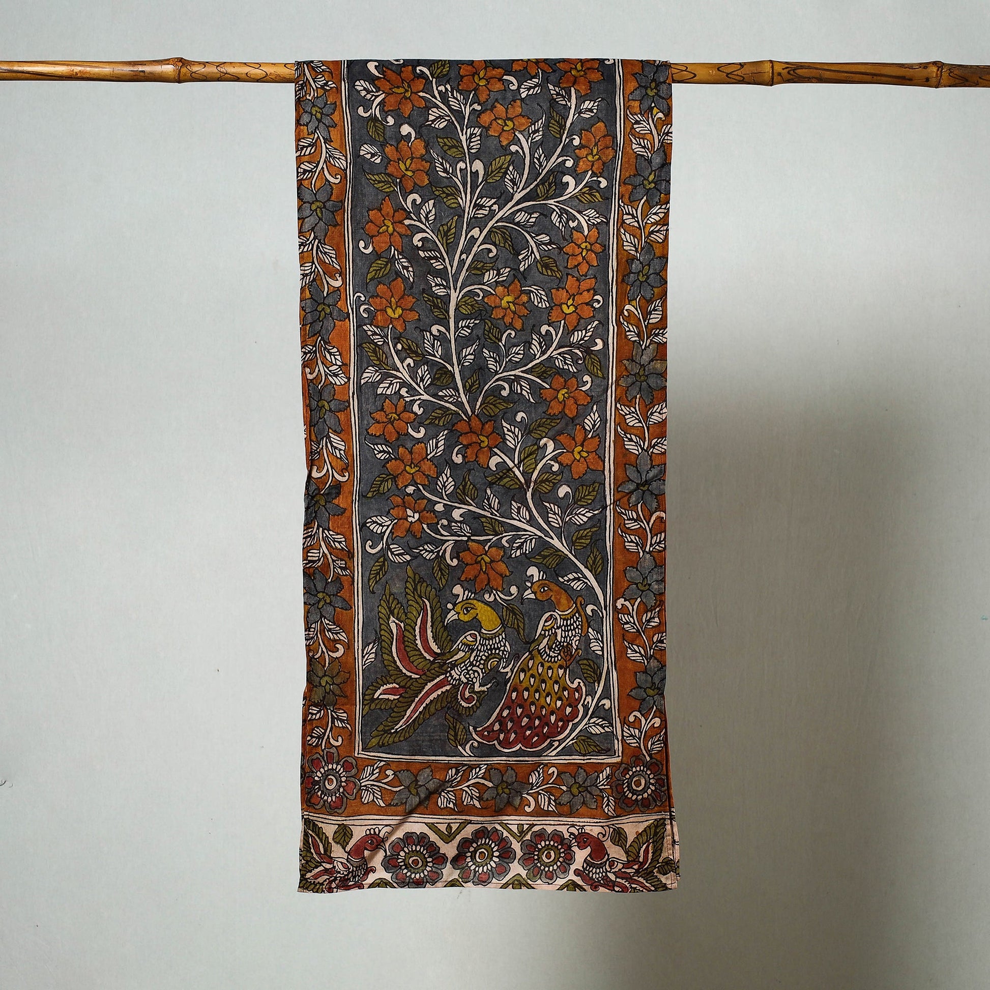 Black - Handpainted Kalamkari Cotton Stole