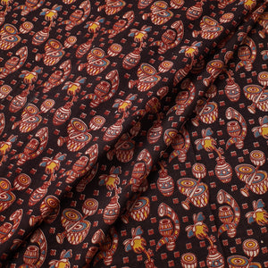 Black - Kalamkari Printed Cotton Fabric