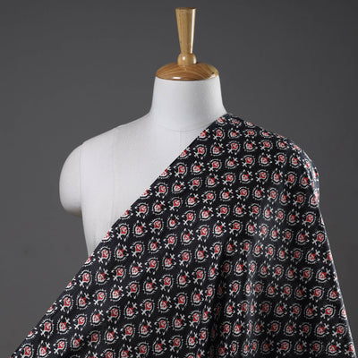 Black Floret Jaipur Print Cotton Fabric