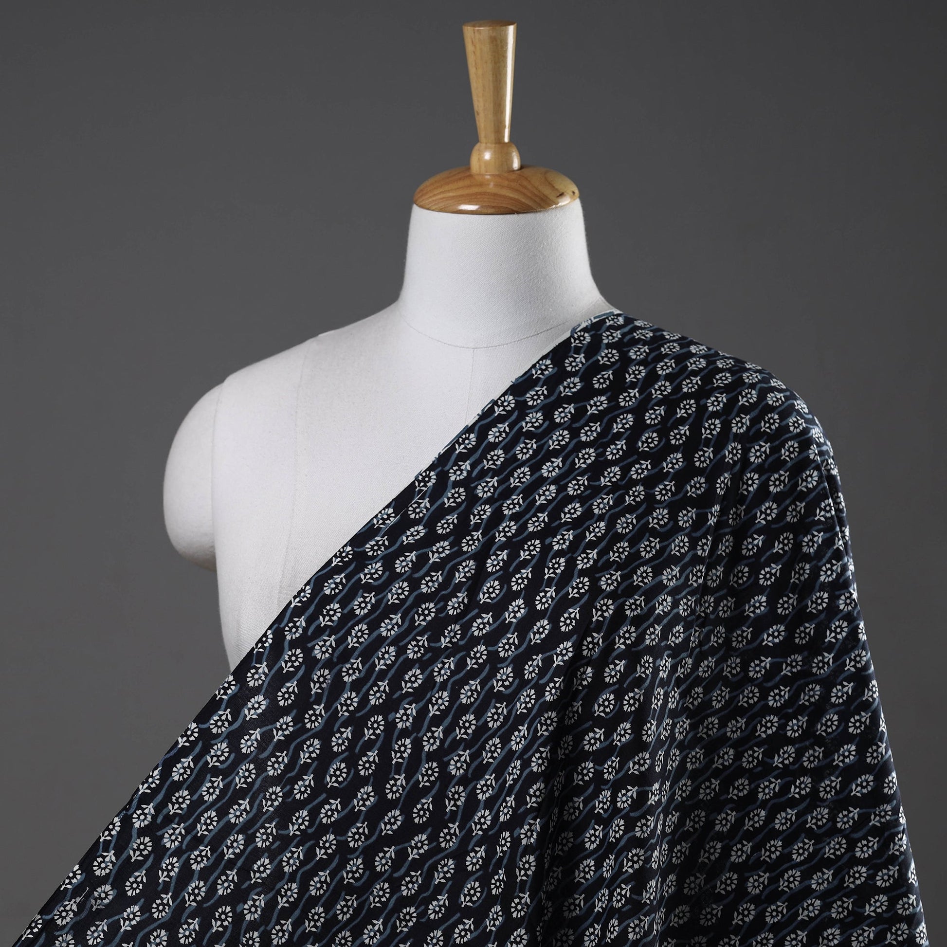 Black - Tiny Bootis Jaipur Print Cotton Fabric
