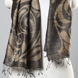 Brown - Handloom Block Print Tussar Silk Bindaas Stole