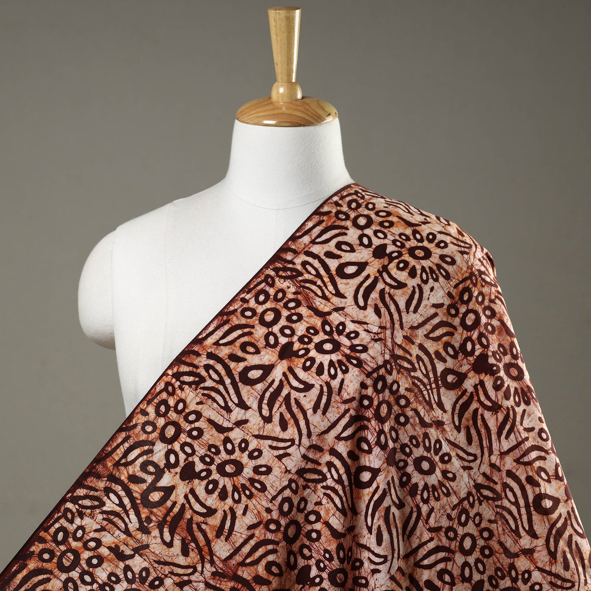 Brown - Hand Printed Cotton Batik Fabric