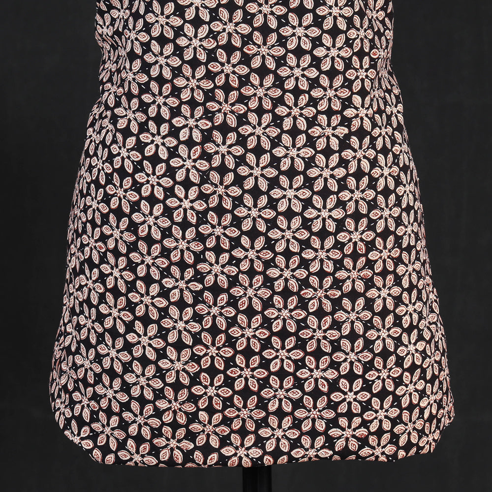 Black - Special Tagai Work Block Print Cotton Kurta Material