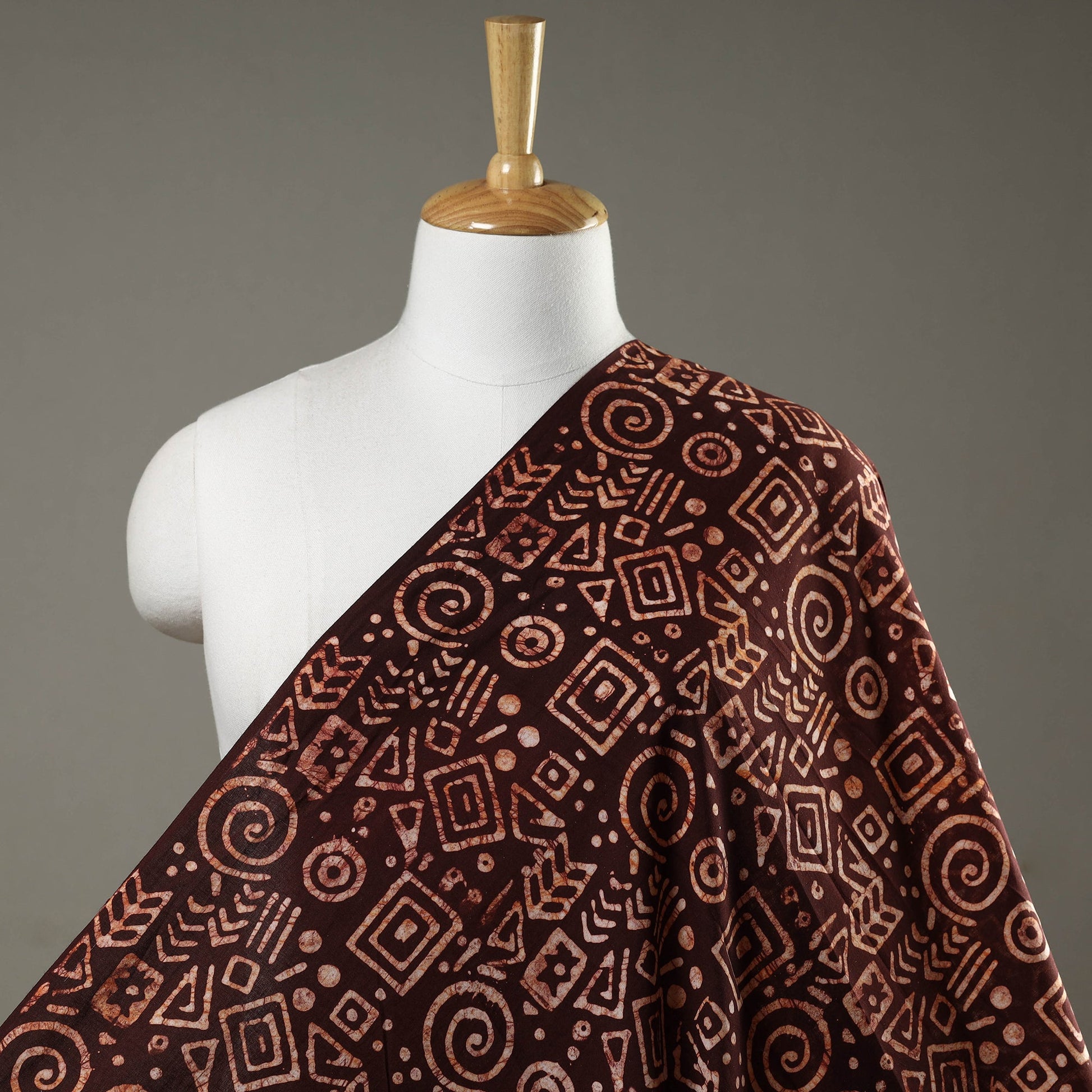 Brown - Hand Printed Cotton Batik Fabric