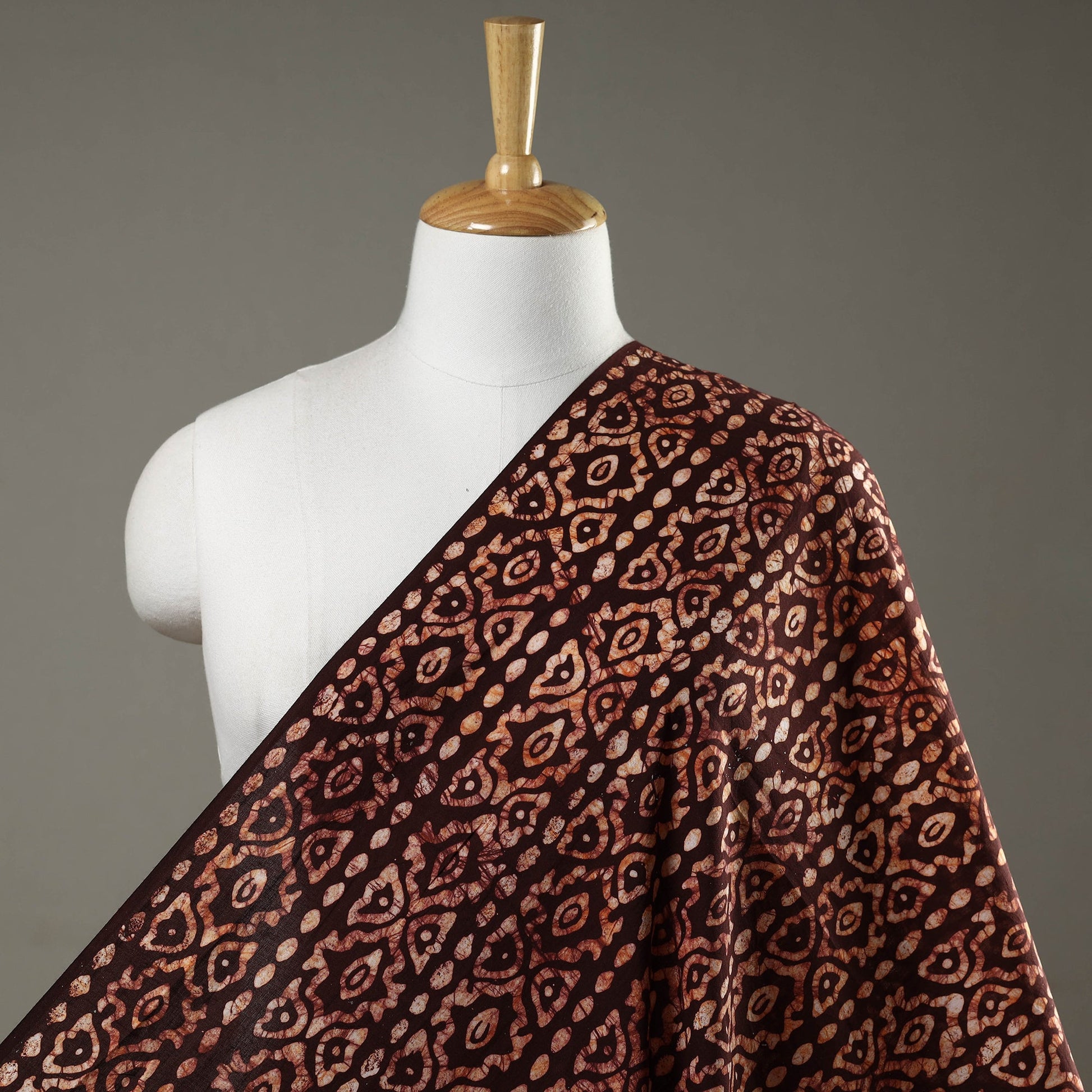 Brown - Hand Printed Cotton Batik Fabric