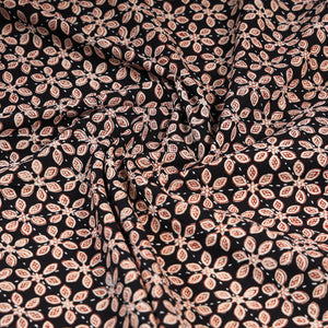 Black - Special Tagai Work Block Print Cotton Kurta Material