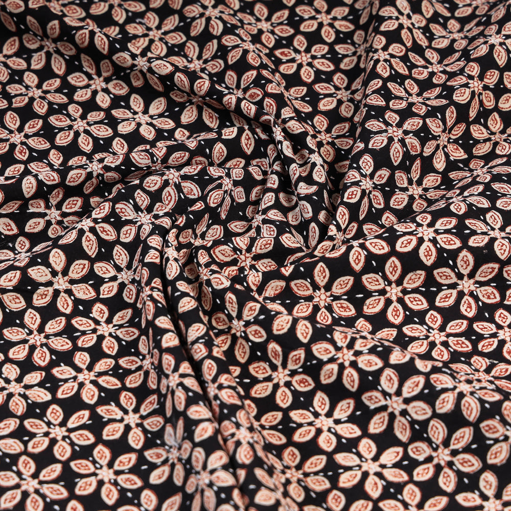 Black - Special Tagai Work Block Print Cotton Kurta Material