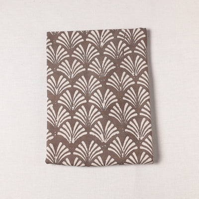 Brown - Mulberry Silk Cotton Handloom Pipad Block Printing Precut Fabric