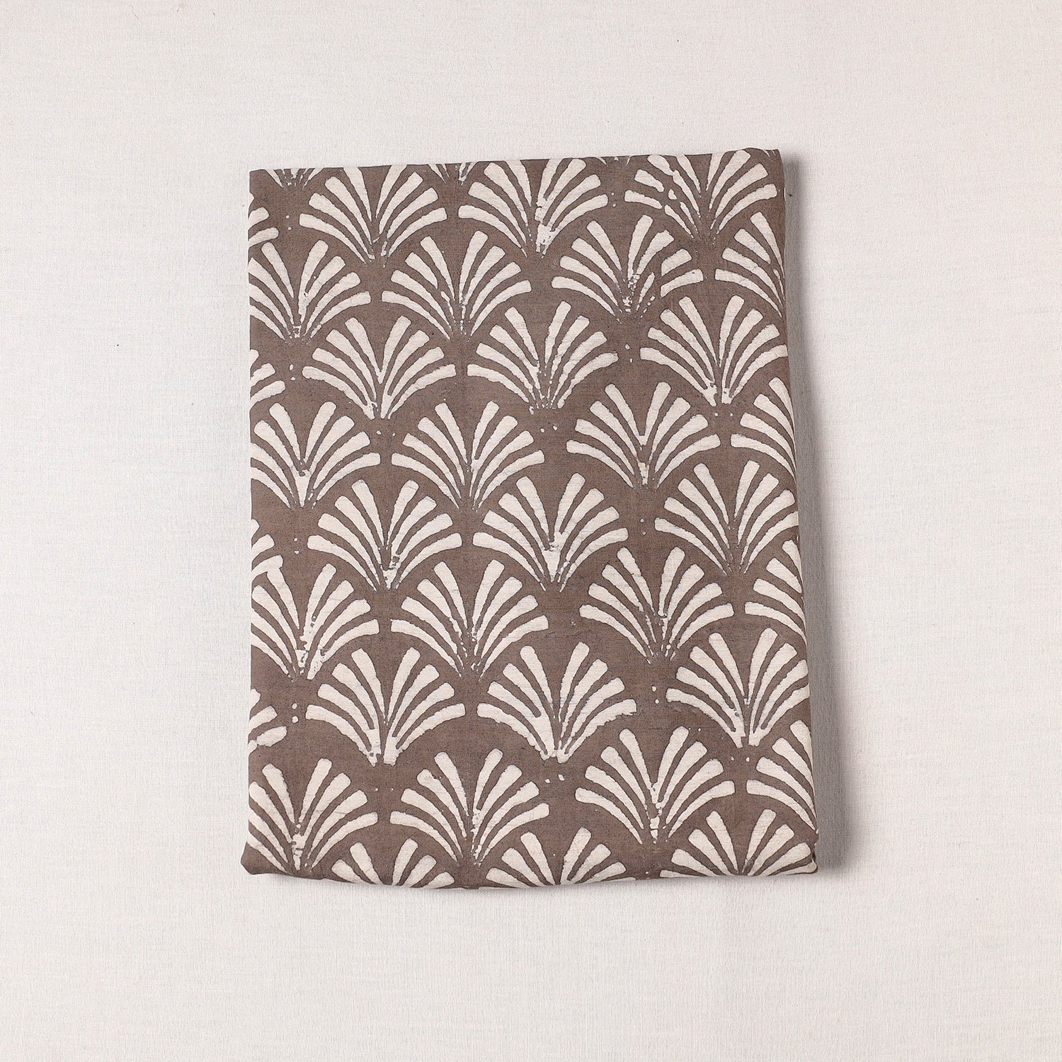 Brown - Mulberry Silk Cotton Handloom Pipad Block Printing Precut Fabric