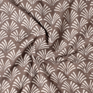 Brown - Mulberry Silk Cotton Handloom Pipad Block Printing Precut Fabric