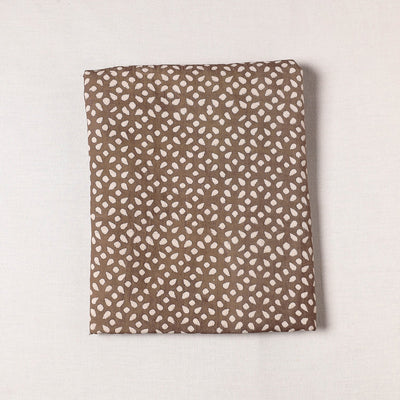 Brown - Mulberry Silk Cotton Handloom Pipad Block Printing Precut Fabric