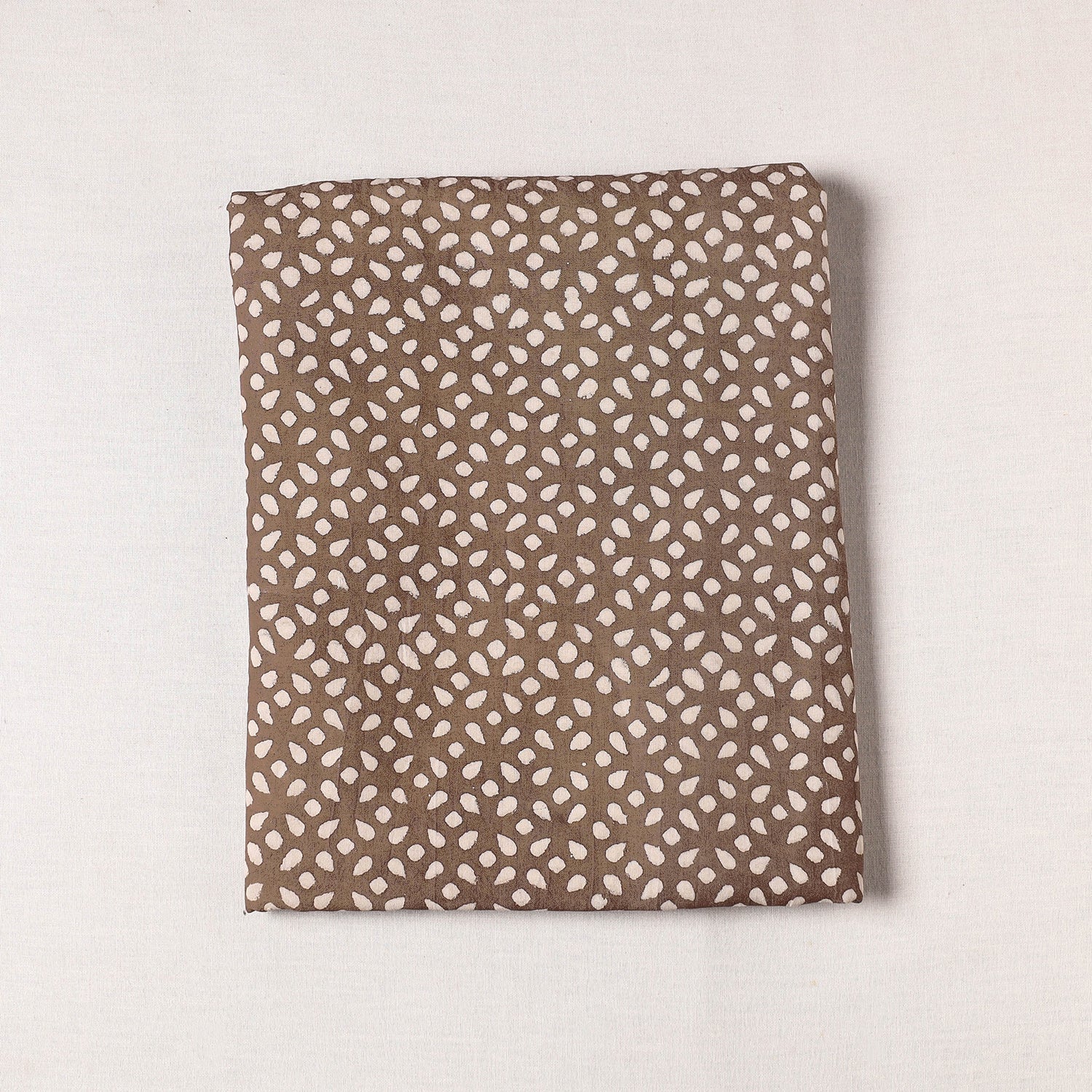 Brown - Mulberry Silk Cotton Handloom Pipad Block Printing Precut Fabric