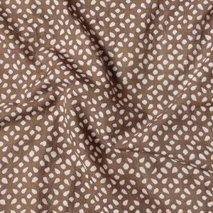 Brown - Mulberry Silk Cotton Handloom Pipad Block Printing Precut Fabric