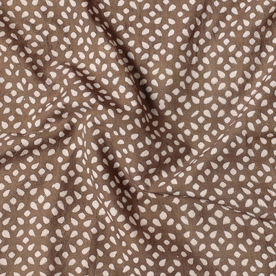 Brown - Mulberry Silk Cotton Handloom Pipad Block Printing Precut Fabric