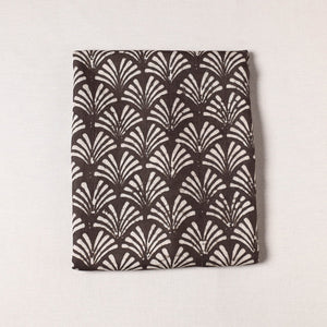 Brown - Pipad Block Printing Mulberry Silk Cotton Handloom Precut Fabric