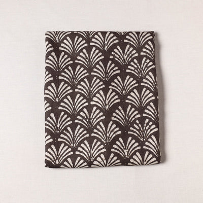 Brown - Pipad Block Printing Mulberry Silk Cotton Handloom Precut Fabric