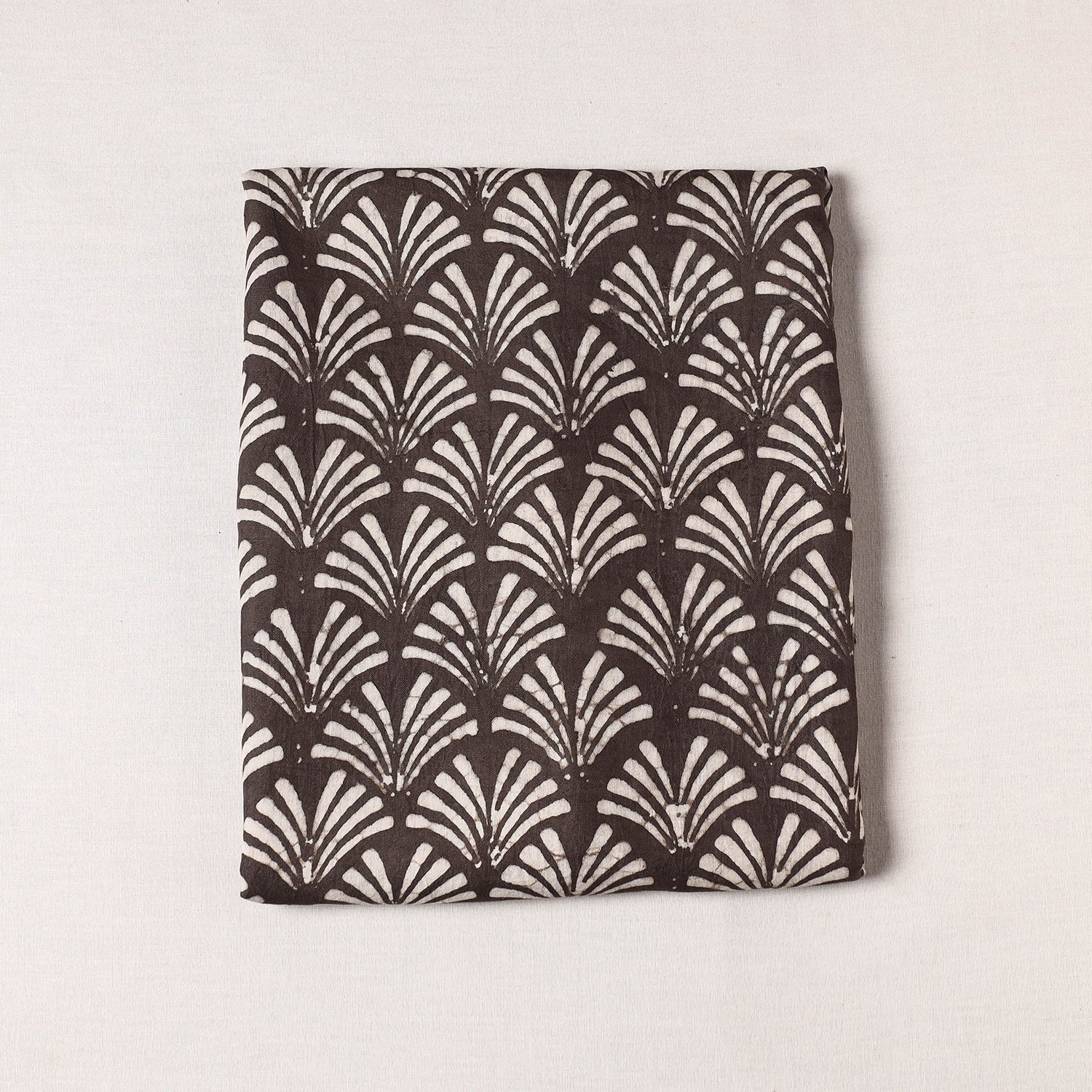 Brown - Pipad Block Printing Mulberry Silk Cotton Handloom Precut Fabric