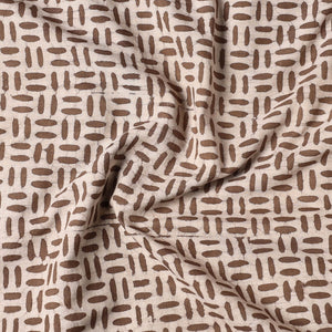 Brown - Pipad Block Printing Mulberry Silk Cotton Handloom Precut Fabric