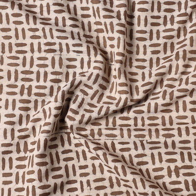 Brown - Pipad Block Printing Mulberry Silk Cotton Handloom Precut Fabric