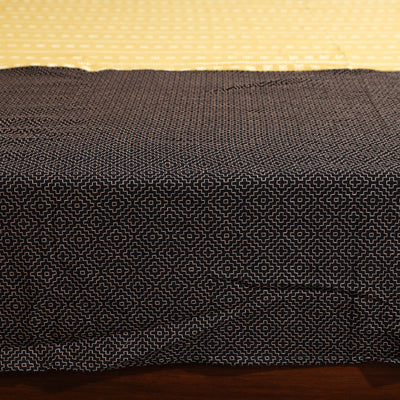 Brown - Jacquard Patchwork Cotton Double Bed Cover with Pillow Covers (107 x 87 in)