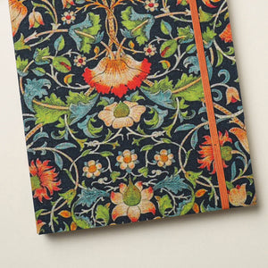 Black - Floral Printed Handmade Elastic Closure Notebook (8 x 5 in)