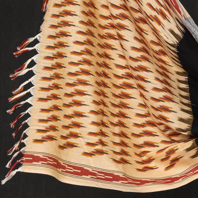 Beige - 3pc Pochampally Ikat Weave Cotton Suit Material Set