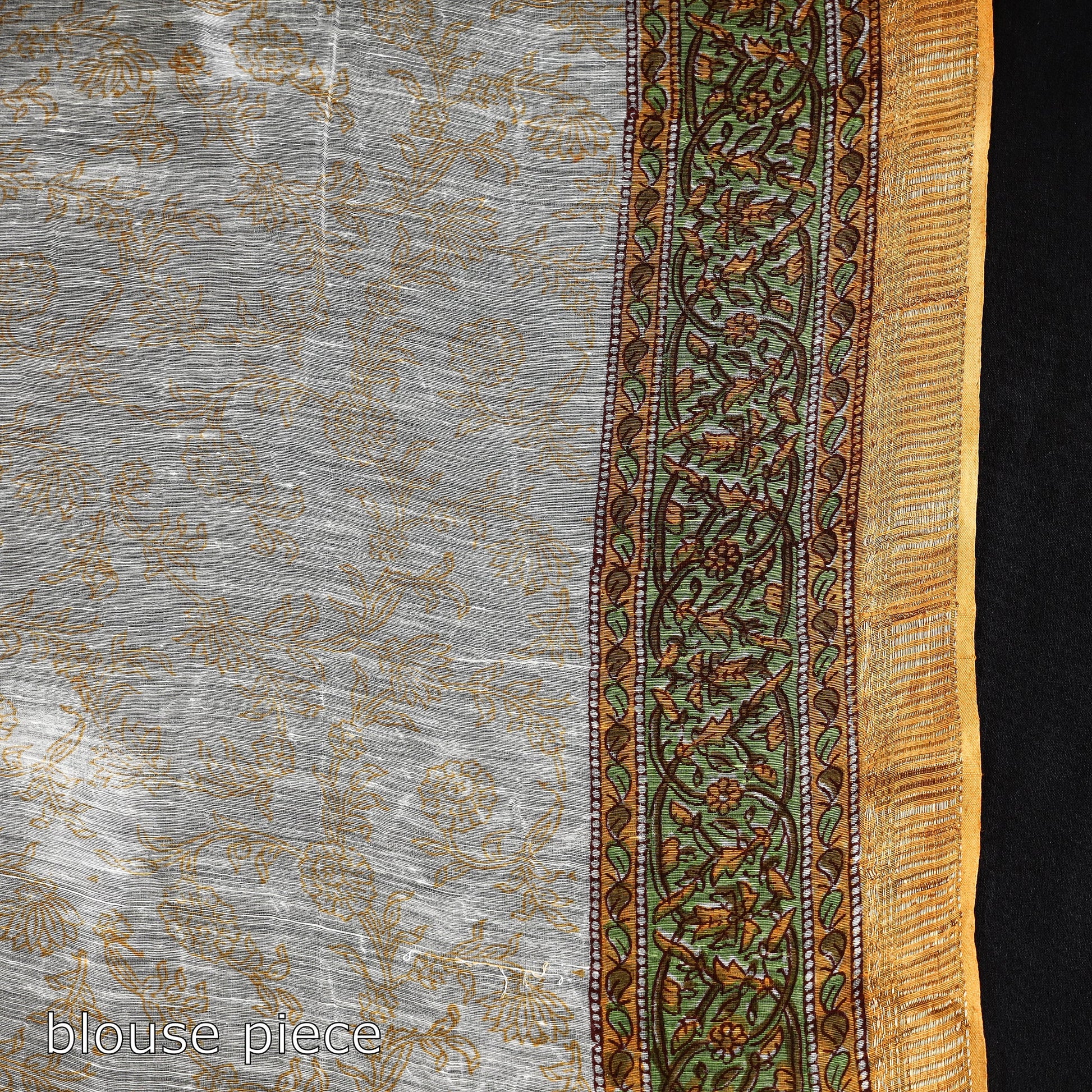 Brown - Block Printed Chanderi Silk Sanganeri Saree