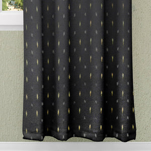 Black - Pochampally Ikat Pure Cotton Fabric Door Curtain (7 x 3 Feet) (single piece)
