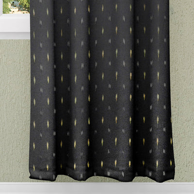 Black - Pochampally Ikat Pure Cotton Fabric Door Curtain (7 x 3 Feet) (single piece)