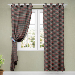 Black - Pochampally Ikat Pure Cotton Fabric Door Curtain (7 x 3 Feet) (single piece)