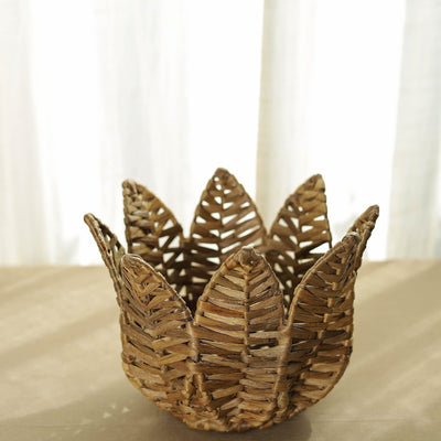 Brown - lotus Shape Handmade Water Hyacinth Basket 01