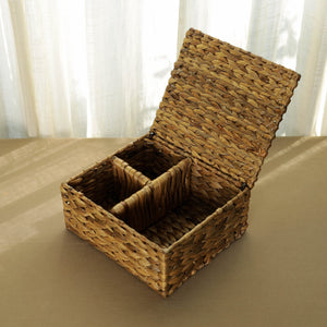 Brown - Handmade Water Hyacinth Basket with lid 05