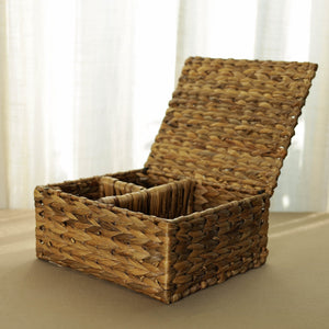 Brown - Handmade Water Hyacinth Basket with lid 05
