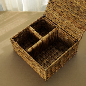 Brown - Handmade Water Hyacinth Basket with lid 05
