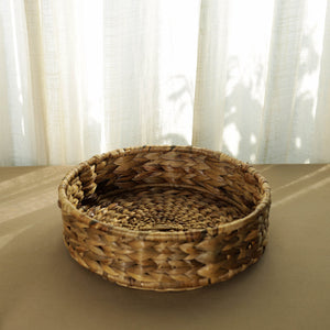 Brown - Eco-Friendly Water Hyacinth Round Tray 03