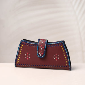 Brown - Handcrafted Kutch Leather Clutch / Wallet