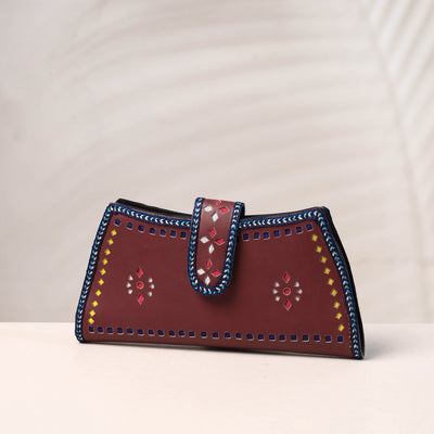 Brown - Handcrafted Kutch Leather Clutch / Wallet