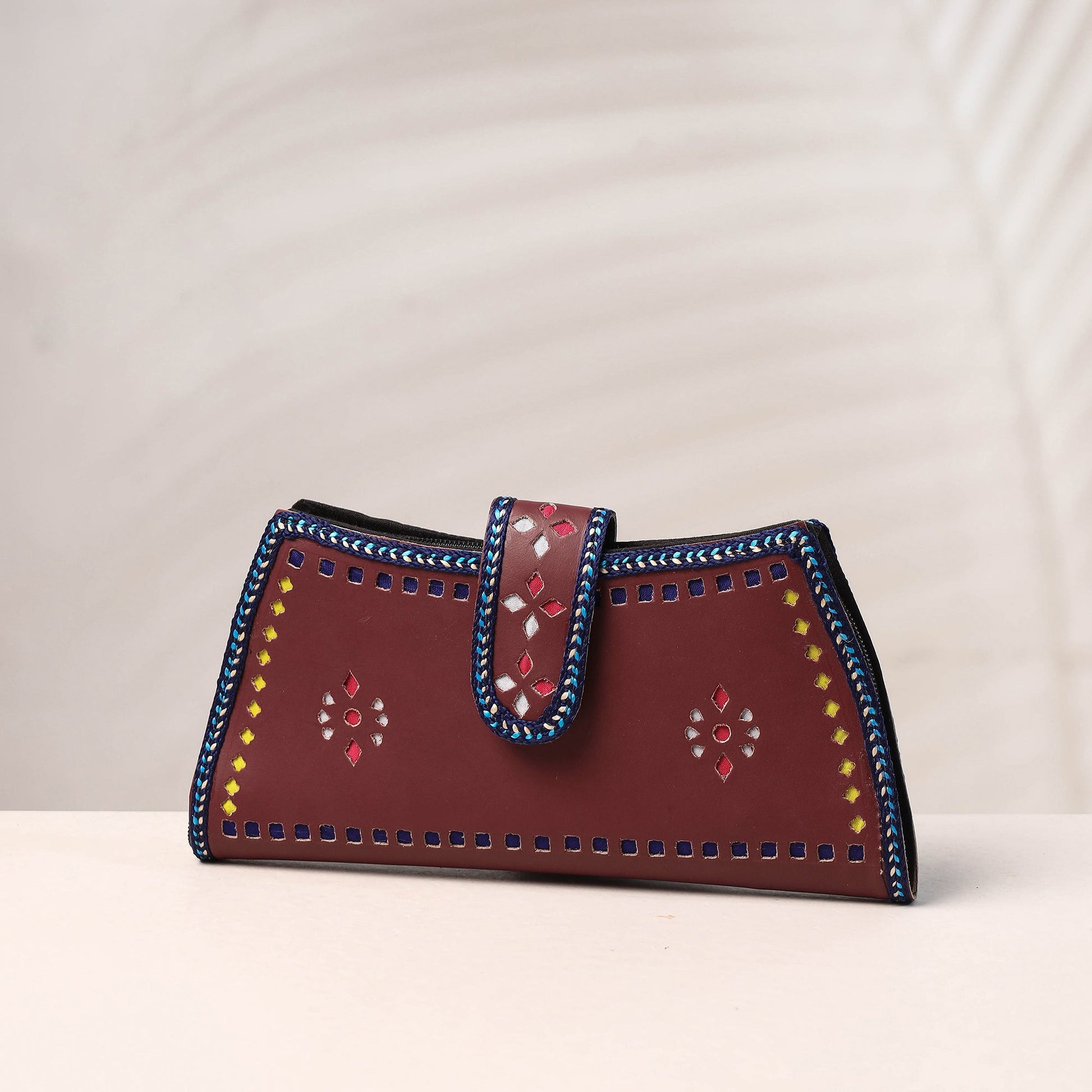 Brown - Handcrafted Kutch Leather Clutch / Wallet
