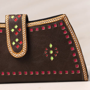 Brown - Handcrafted Kutch Leather Clutch / Wallet