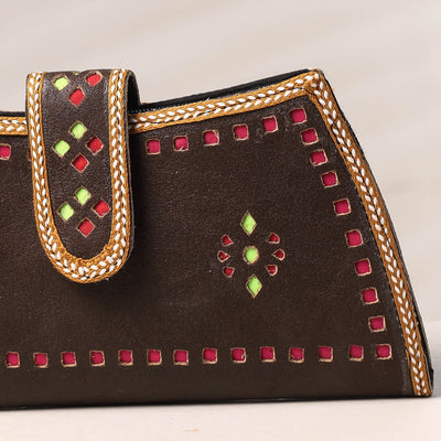 Brown - Handcrafted Kutch Leather Clutch / Wallet