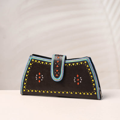 Black - Handcrafted Kutch Leather Clutch / Wallet