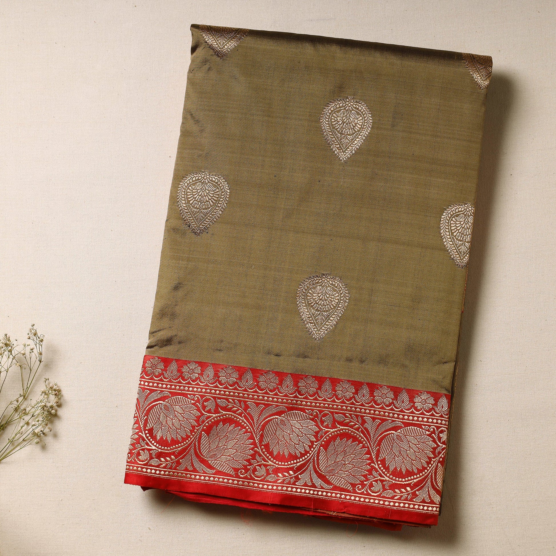 Brown - Banarasi Handloom Pure Katan Silk Kaduwa Zari Buti Saree