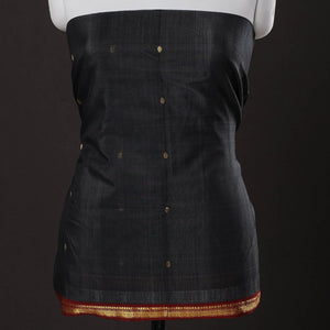 Black - 3pc Chanderi Silk Handloom Nakshi Zari Suit Material Set