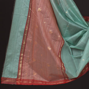Brown - 3pc Chanderi Silk Handloom Nakshi Zari Suit Material Set