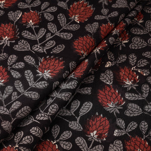 Black - Bagru Block Print Cotton Fabric 10